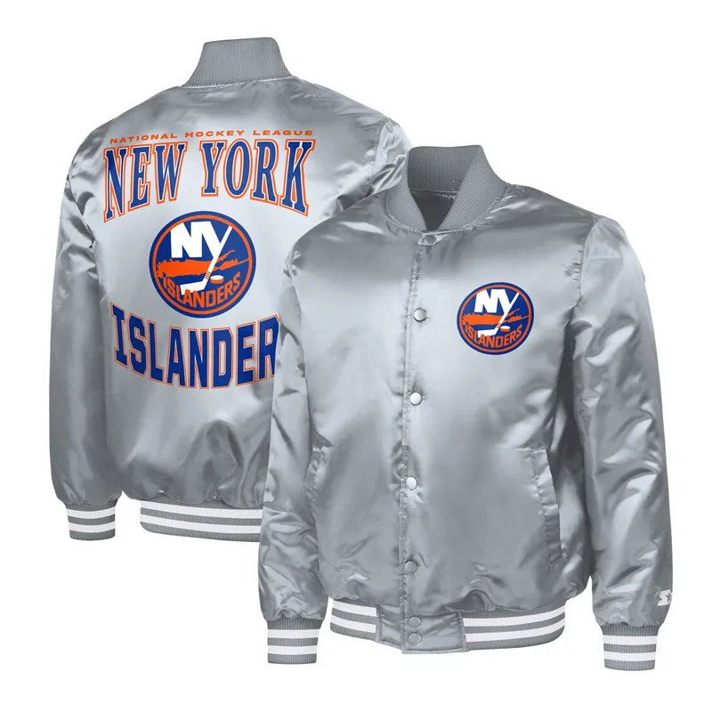 Gray NHL New York Islanders Adaptive Bold Logo Jacket