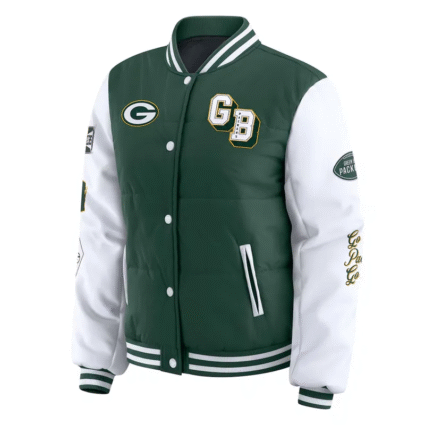 Green White NFL Green Bay Packers Puffer Jacket