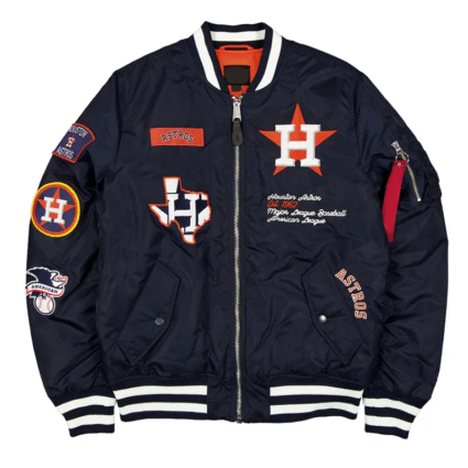 MLB Houston Astros Navy Bomber Satin Jacket