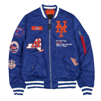 MLB New York Mets Royal Bomber Satin Jacket