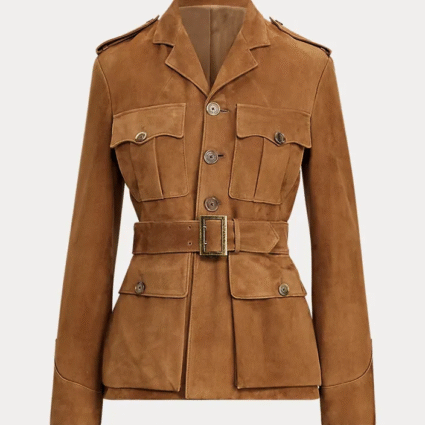 Melania Trump Belted Brown Suede Jacket