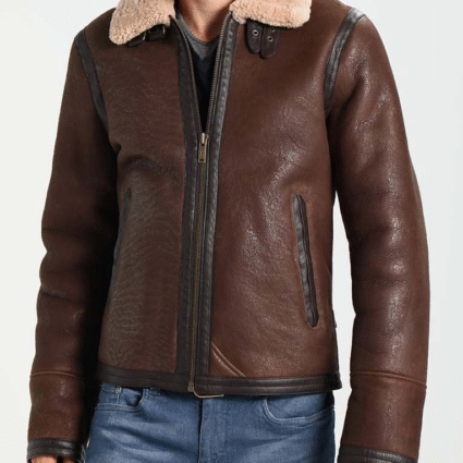 Mens Dark Brown Aviator Leather Jacket