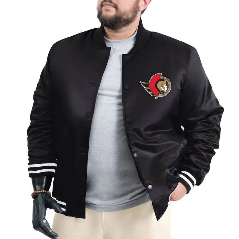 Ottawa Senators Adaptive Bold Logo Varsity Satin Jacket - Image 2