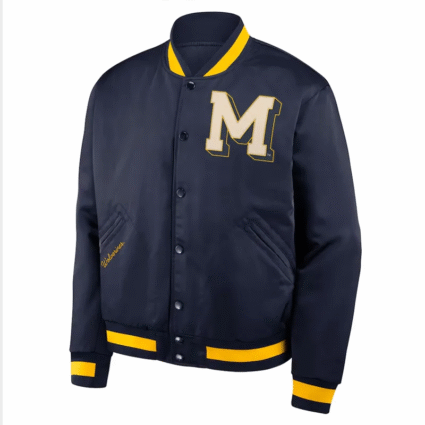 Navy NCAA Michigan Wolverines Legacy Bomber Jacket