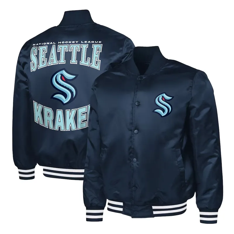 Navy NHL Seattle Kraken Adaptive Bold Logo Jackets