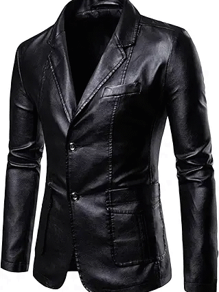 Notch Lapel Leather Jacket