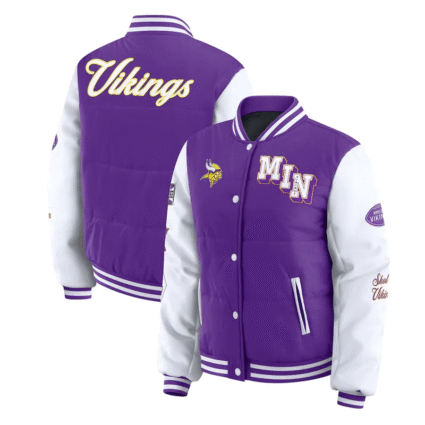 Purple And Whites Minnesota Vikings Puffer Jacket