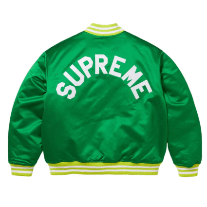 Reds Green Black Supreme Varsity Satin Jacket