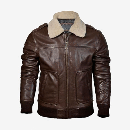 Removable Shearling Collar Leather Jacket