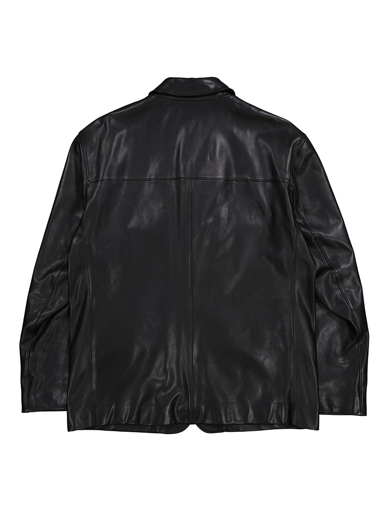 Lemaire Single Breasted Black Leather Jacket - Image 4