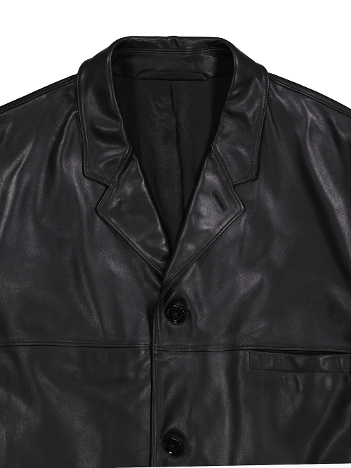 Lemaire Single Breasted Black Leather Jacket - Image 3