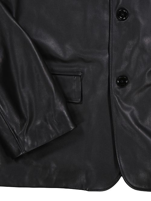 Lemaire Single Breasted Black Leather Jacket - Image 2