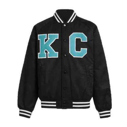 Teal Black KC Current Varsity Satin Jacket