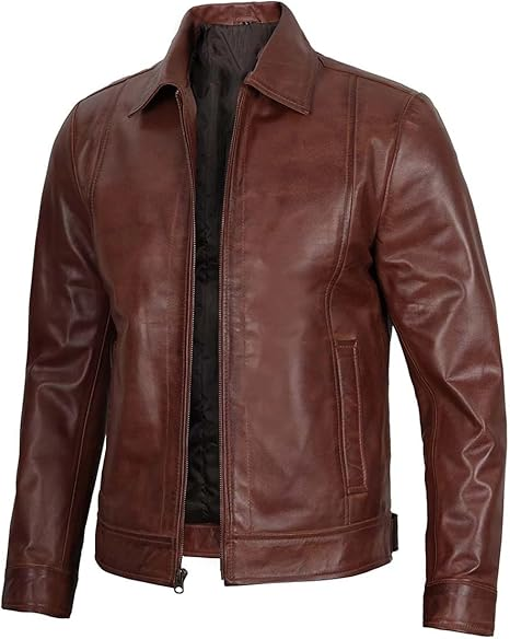 Men's Waxed Brown Genuine Harrington Leather Jacket - Image 3