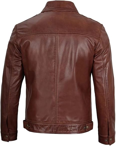 Men's Waxed Brown Genuine Harrington Leather Jacket - Image 5
