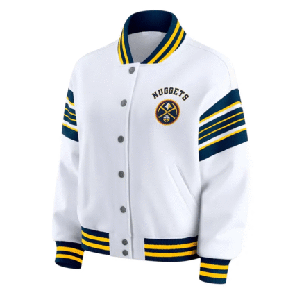 White NBA Denver Nuggets Fleece Jacket