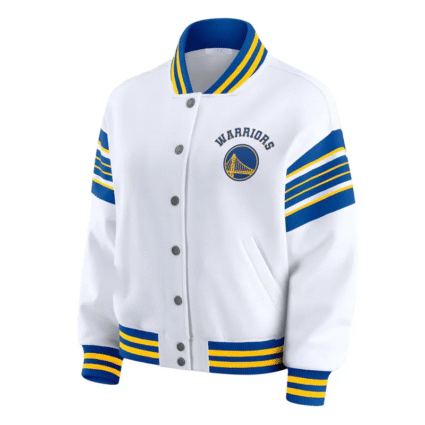 White NBA Golden State Warriors Fleece Jacket