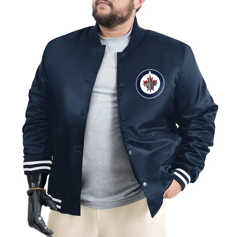 Winnipeg Jets Adaptive Bold Logo Varsity Satin Jacket