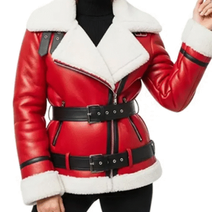 Women Christmas B3 Bomber Leather Jacket