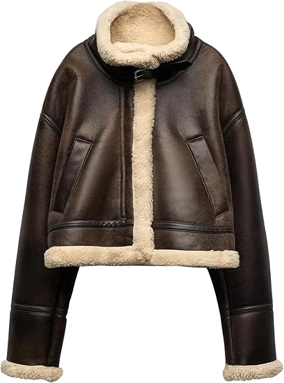 Women's Distressed Sheepskin Leather Jacket