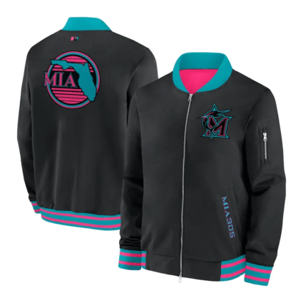Black City Connect Miami Marlins Dugout Bomber Jackets