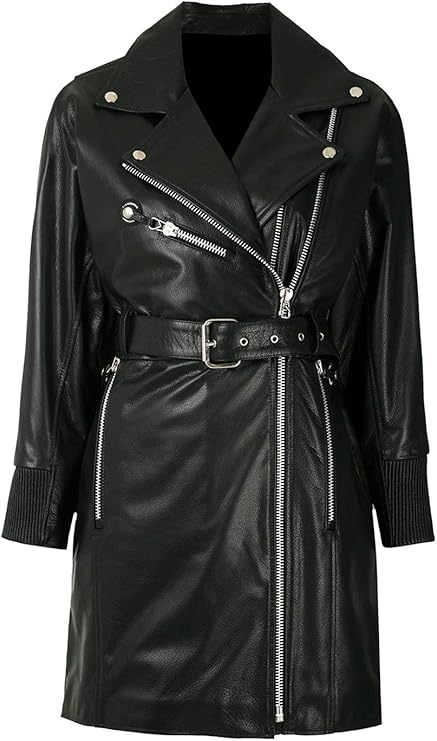 Waist Belt Detail Leather Jacket
