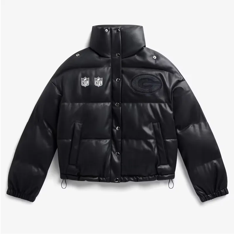 Green Bay Packers Puffer Leather Jacket