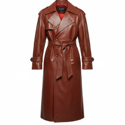 Hudson Williams Andy Cohen Live Brown Leather Trench Coat