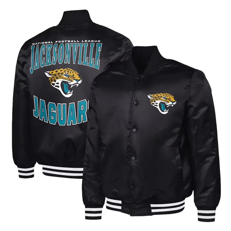 Jacksonville Jaguars Adaptive Team Graphic Varsity Satin Jacket - Image 3
