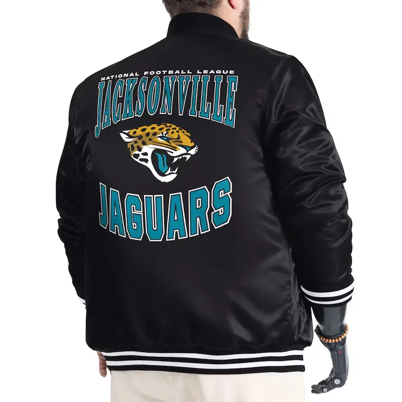 Jacksonville Jaguars Adaptive Team Graphic Varsity Satin Jacket - Image 2