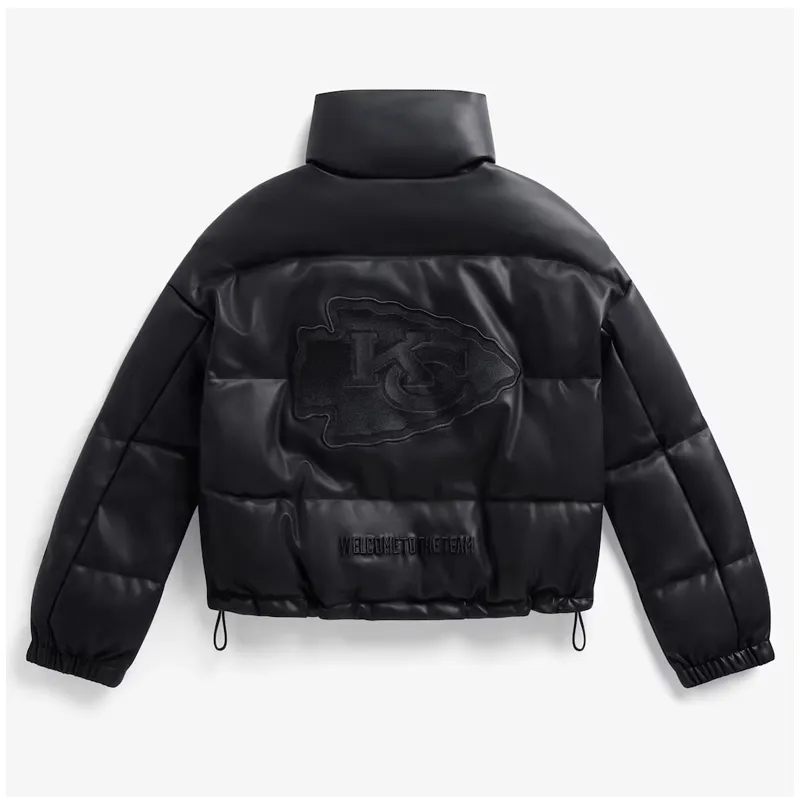 Kansas City Chiefs Off Season Black Leather Puffer Jacket - Image 3