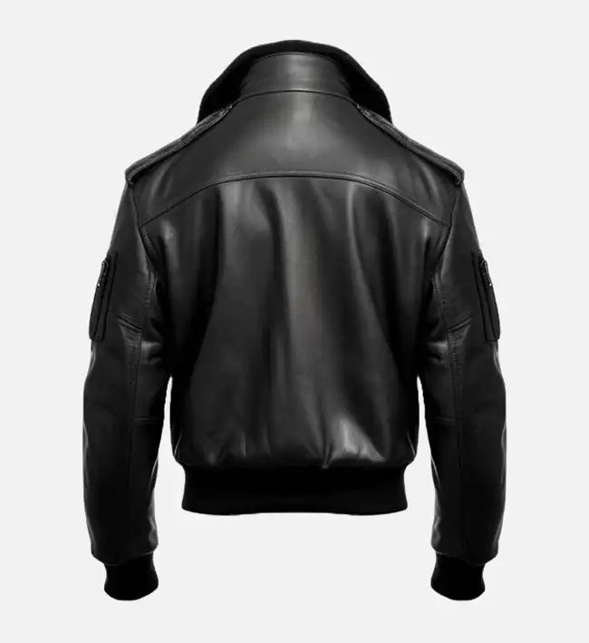 Mens Black Leather F1 Aviator Jacket - Image 2