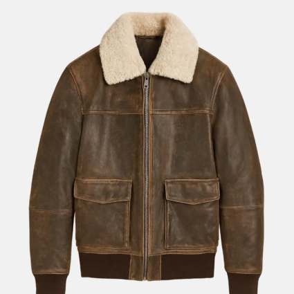 Mens Fellfoot Leather Aviator Jacket