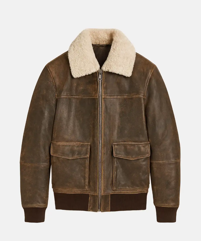 Mens Fellfoot Leather Aviator Jacket
