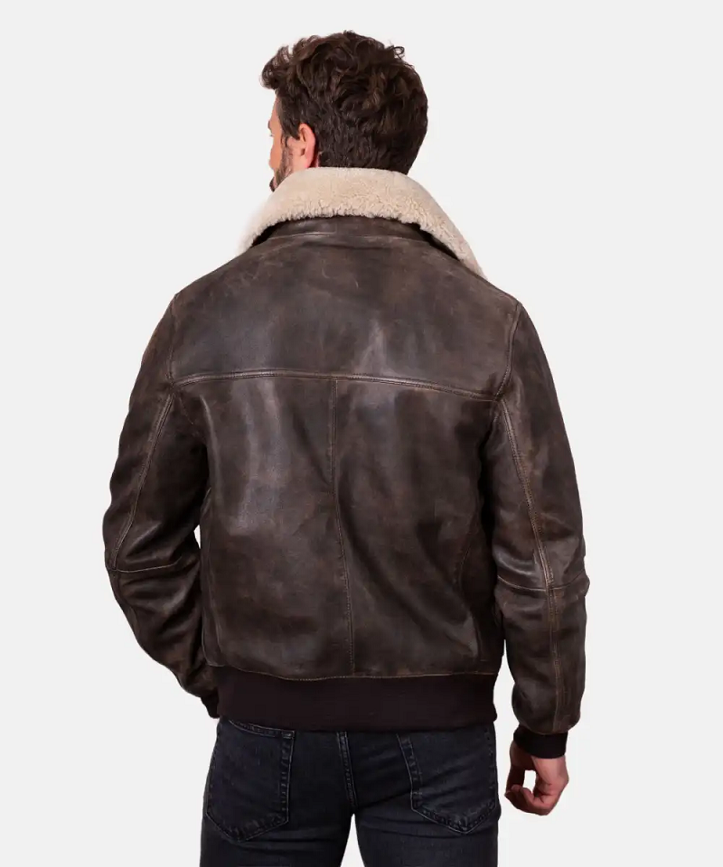 Mens Fellfoot Leather Aviator Jacket - Image 3