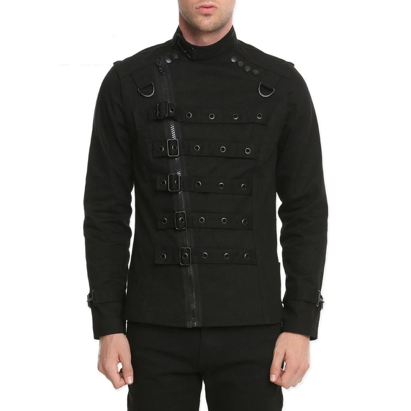 Men's Gothic Buckle Strap Military Jacket