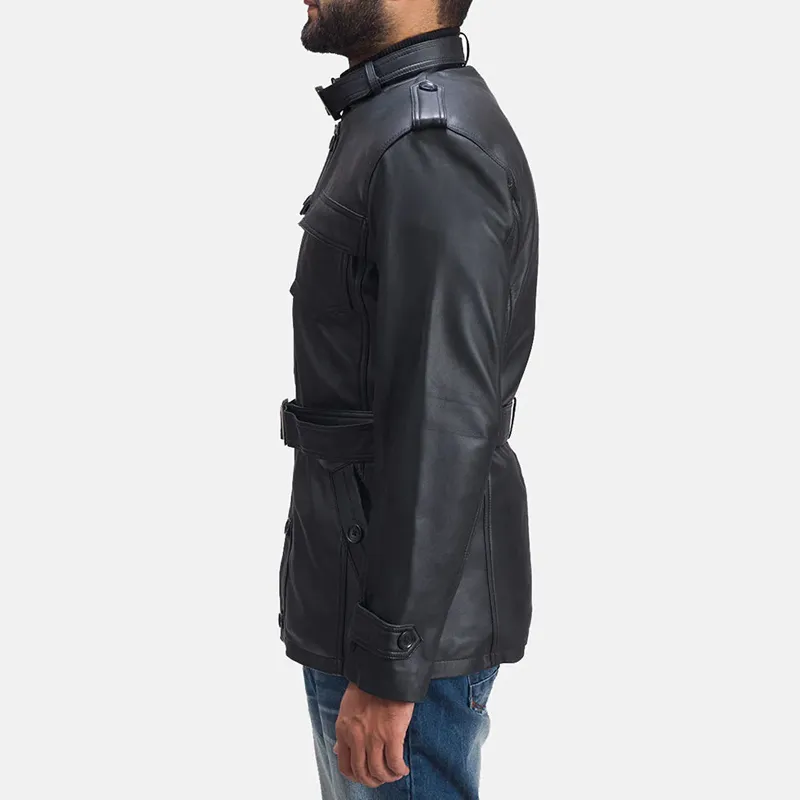 Men’s Hunter Black Leather Jacket - Image 4
