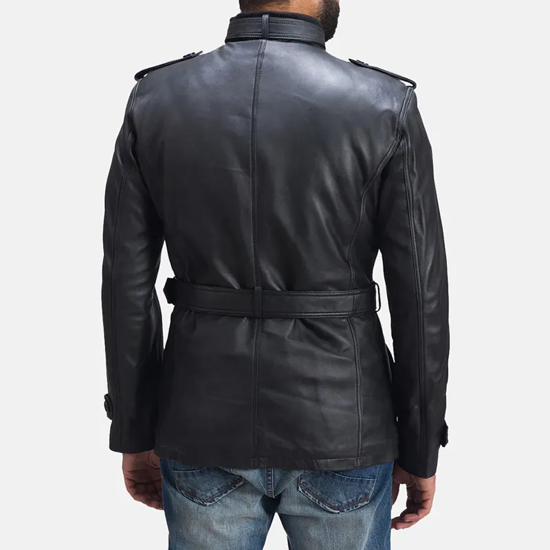 Men’s Hunter Black Leather Jacket - Image 5