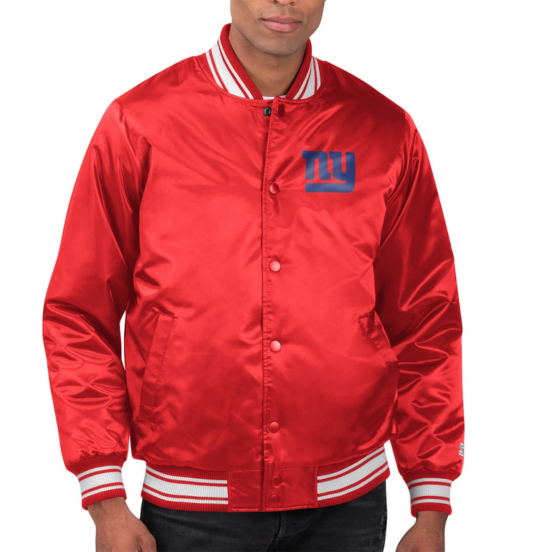 New York Giants Printed Team Logo Satin Varsity Jacket