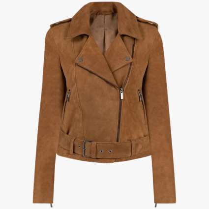 Shelly Luther Brown Suede Biker Jacket