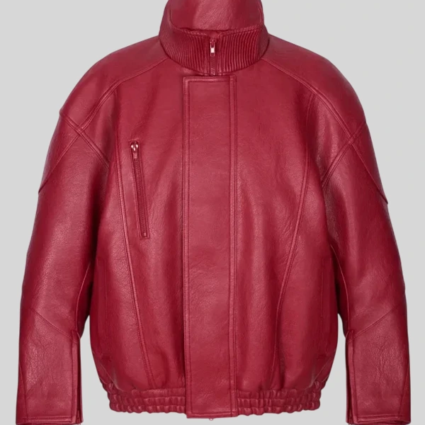 Taylor Swift Chiefs vs Broncos Red Leather Bomber Jacket