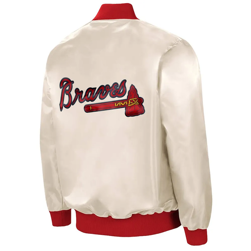 The Ambassador Home Atlanta Braves Cream Satin Jacket - Image 2