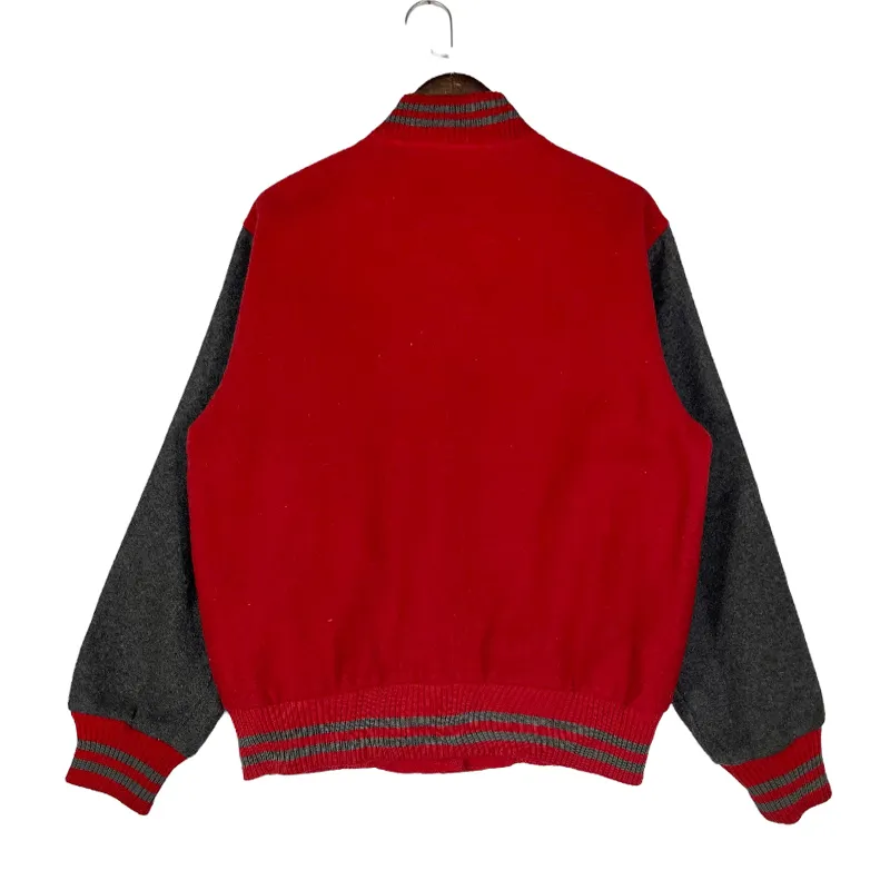 Peanuts Snoopy 90’s Red and Charcoal Varsity Wool Jacket - Image 2