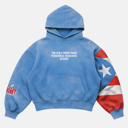 Bad Bunny PR The Only Thing More Powerful Than Hate Is Love Oversized Pullover Hoodie