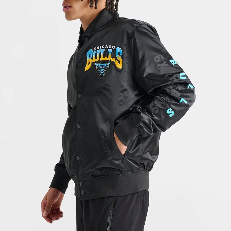Chicago Bulls Gamma 6-Time Champs Black Satin Jacket - Image 4