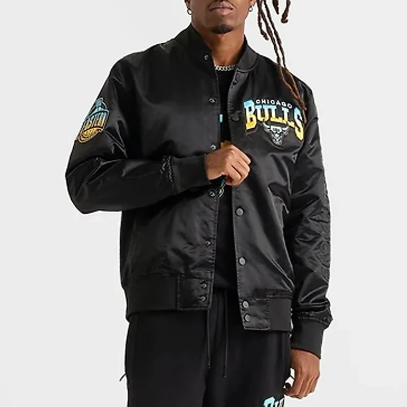 Chicago Bulls Gamma 6-Time Champs Black Satin Jacket - Image 2