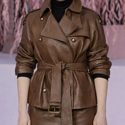 Claire Foy Double Breasted Brown Jacket