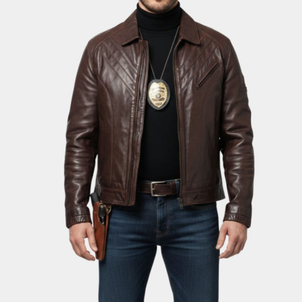 Dead Mans Wire Michael Grable Brown Leather Jacket