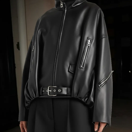 Lori Harvey Black Leather Bomber Jacket