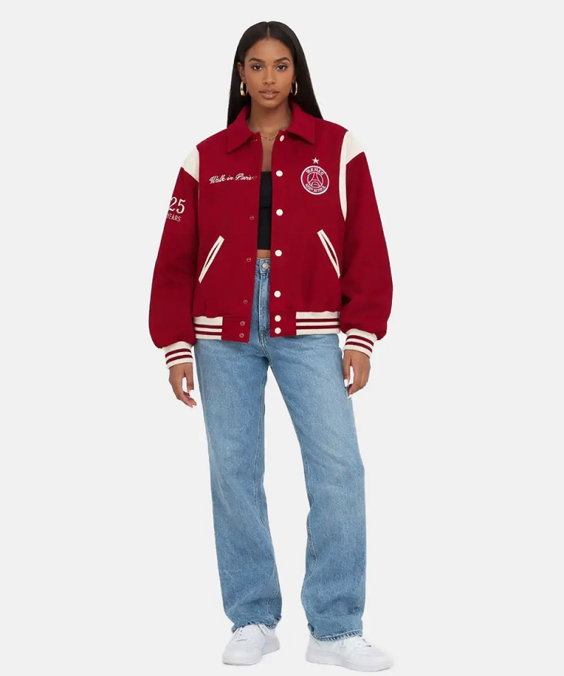 PSG x Walk In Paris Teddy Varsity Jacket - Image 3